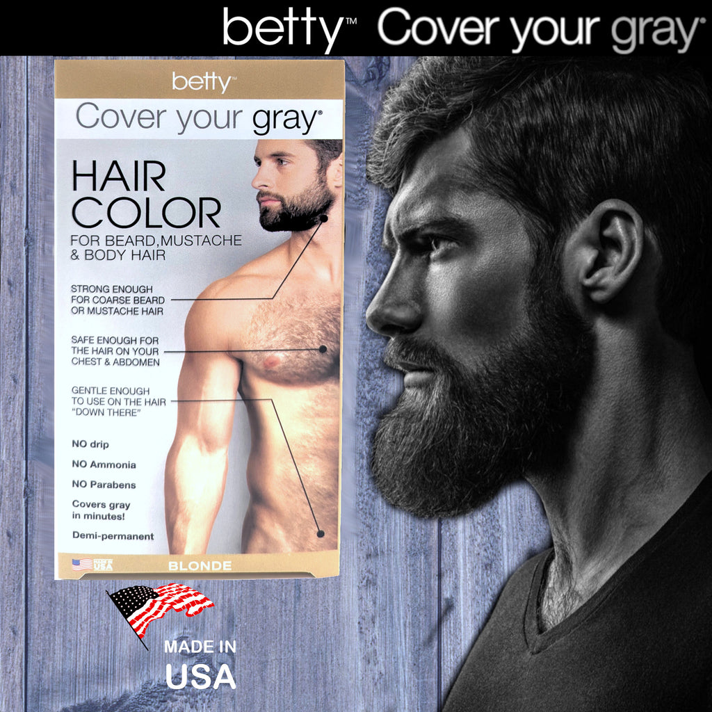 Betty Cover Your Gray Mens Hair Color for Beard, Mustache & Body Hair - Blonde
