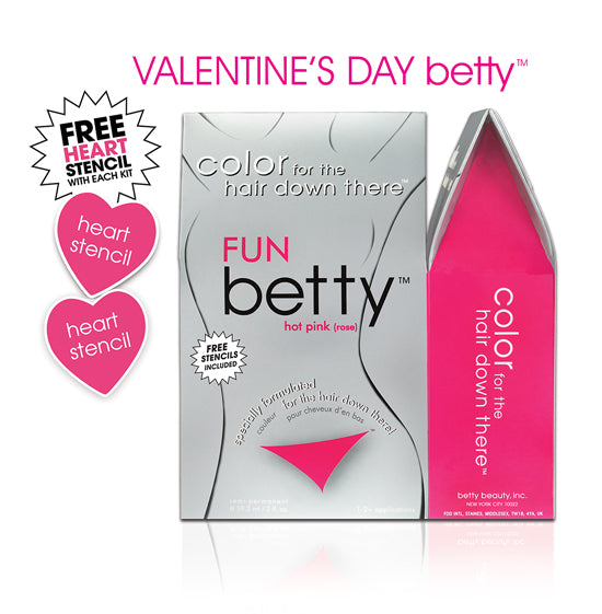 Fun Betty (Hot Pink) Intimate Hair Color Kit with Free Heart Stencils